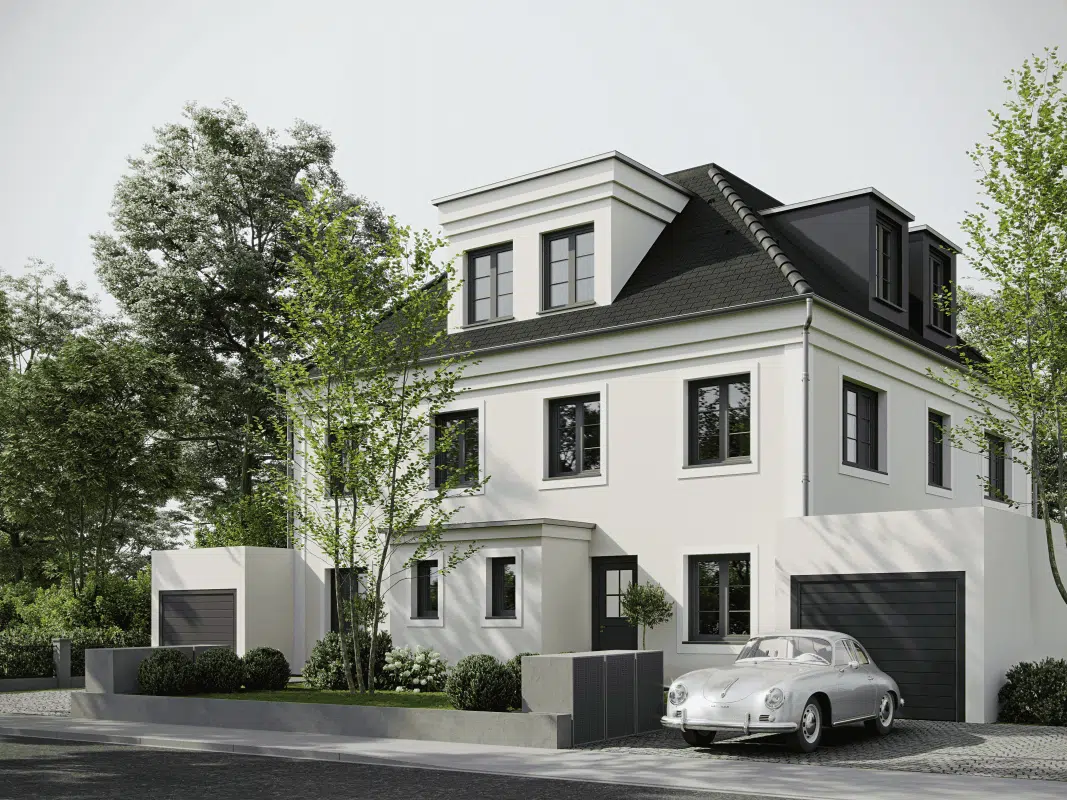 3D Visualisierung von Neubau von Doppelhaushälften in Pullach